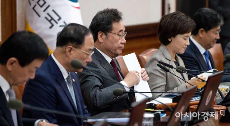 [포토]회의 자료 정리하는 이낙연 총리