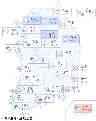 [날씨] 오늘(14일)의 날씨와 미세먼지 (오전)