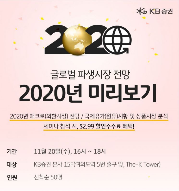 KB증권, '2020 미리보는 글로벌 파생시장' 세미나 개최