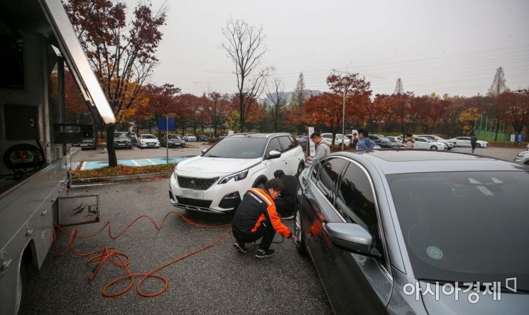 [포토]타이어 점검 받는 연비왕대회 참가자들