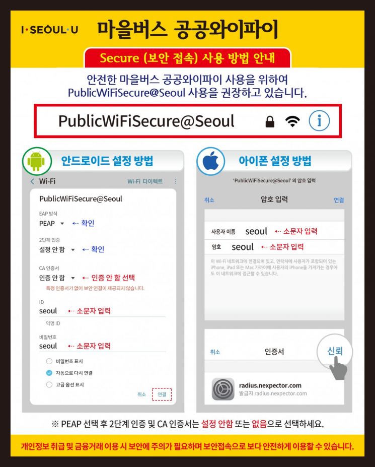 서울 다니는 모든 마을버스에서 와이파이 무료로 쓴다