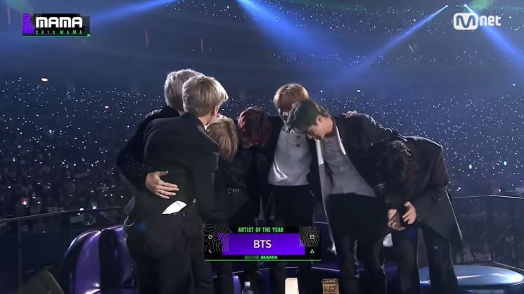 그룹 방탄소년단. 사진=Mnet '2019 MAMA' 방송화면 캡처