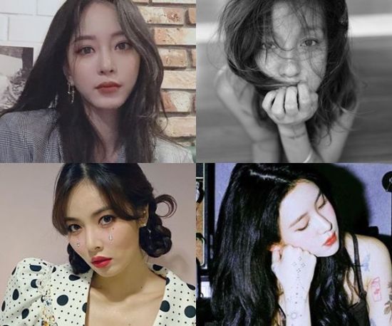 배우 한예슬, 가수 이효리, 백예린, 현아. 사진=한예슬, 이효리, 백예린 현아 SNS