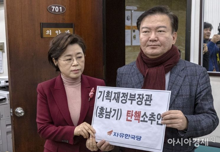 [포토] 한국당, 홍남기 탄핵소추안 발의