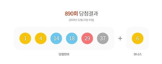제890회 로또당첨번호 / 사진=동행복권