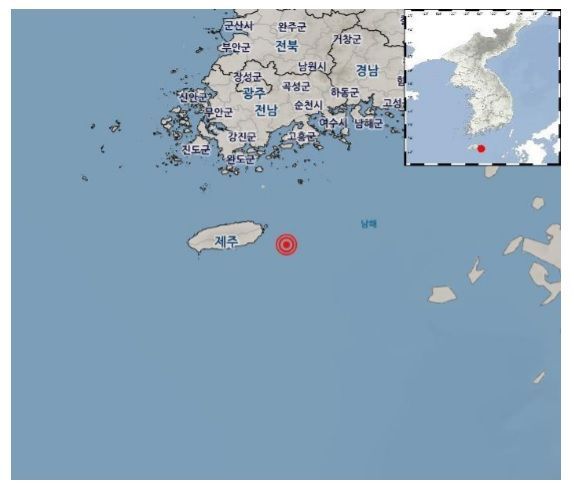 제주 서귀포 동쪽 해역 규모 2.4 지진 발생…"피해 없을 것"