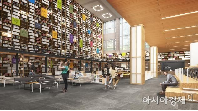 부산시청 1층 로비에 새롭게 조성되는 ‘부산시청열린도서관’ 투시도.(사진=부산시 제공)