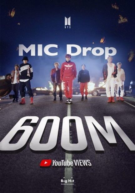 방탄소년단, 'MIC Drop' 리믹스 MV 6억 뷰 돌파…韓 최다 기록