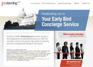 미국 줄서기 대행 전문기업 라인스탠딩닷컴의 홈페이지 화면