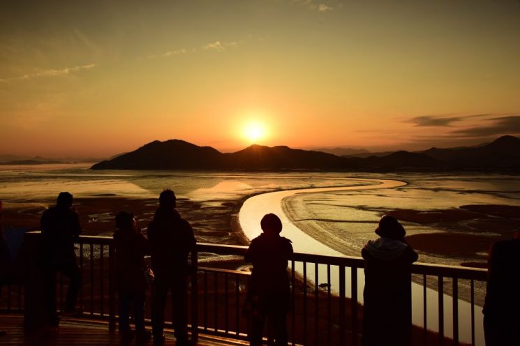용산전망대에서 바라본 순천만의 노을