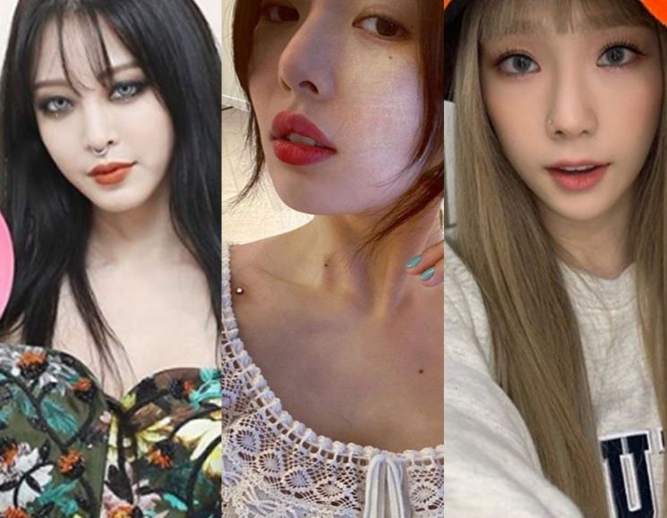 배우 한예슬, 가수 현아, 태연. 사진=한예슬, 현아, 태연 인스타그램