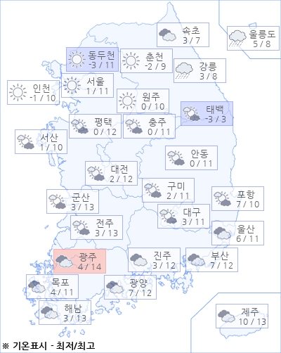 [날씨] 오늘(26일)의 날씨와 미세먼지 (오전)