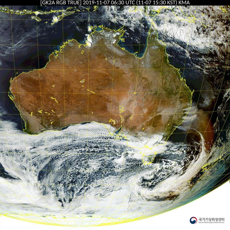 천리안2A가 관측한 호주 산불 영상 (제공=기상청)