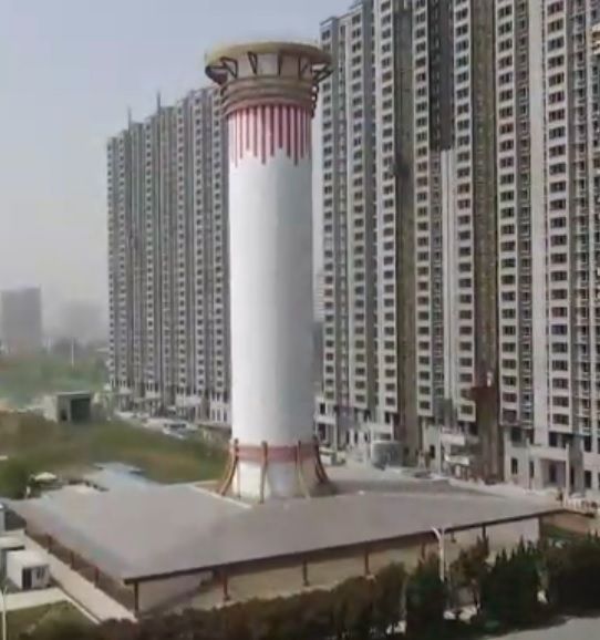 중국 시안시에 설치된 초대형 공기정화탑. [사진=유튜브 화면캡처]