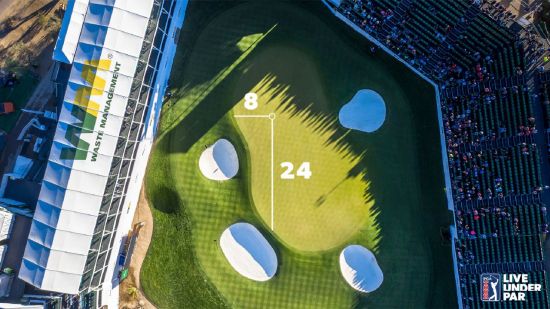 PGA투어는 코비 브라이언트를 추모하기 위해 피닉스오픈 최종일 16번홀 핀 위치를 특별하게 설정했다. 사진=PGA투어 트위터