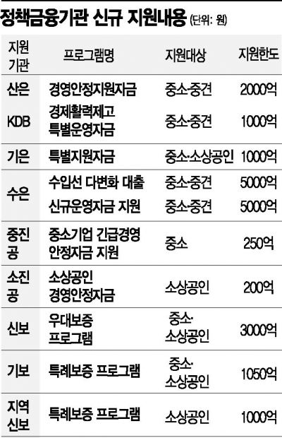 신종 코로나 피해기업ㆍ소상공인에 총 2조 신규 지원한다