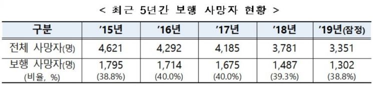 교통사고 사망자 10명 중 4명 '보행자'…교통안전 종합대책 수립