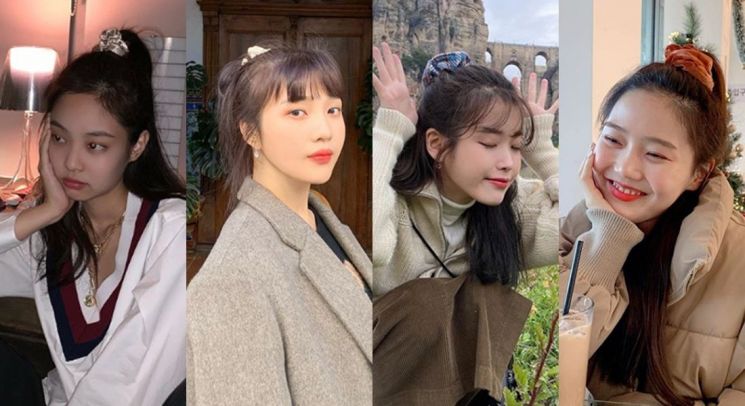 블랙핑크 제니, 레드벨벳 조이, 아이유, 오마이걸 효정. 사진=제니, 조이, 아이유, 오마이걸 인스타그램