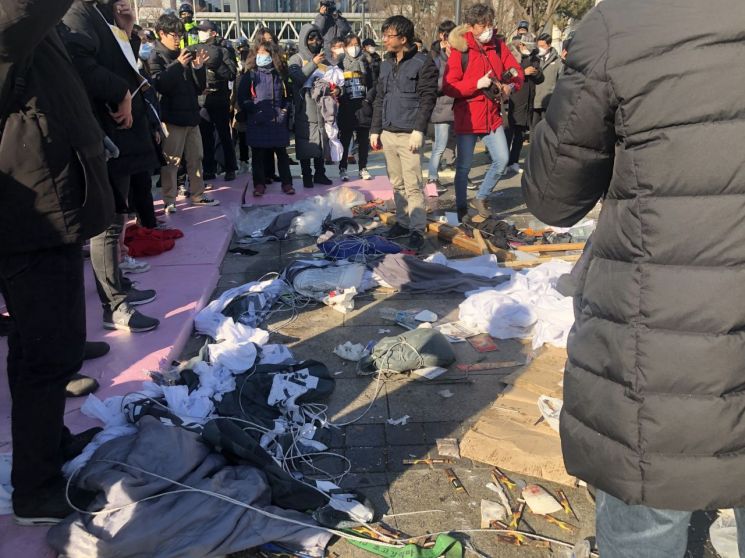 '도심집회 금지' 농성장 철거에 문중원 대책위 반발…"문재인 정권 몰락 시발점"(종합)