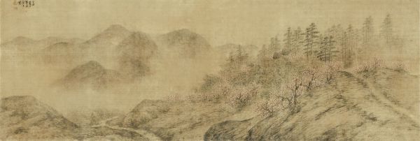 청전 이상범 '춘경산수(春景山水)', 비단에 수묵담채, 35.5×107.5㎝, 1937  [사진= 케이옥션 제공]