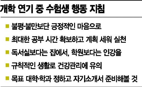 개학 연기된 고3, 평정심 잃지 말고 목표대로 실천