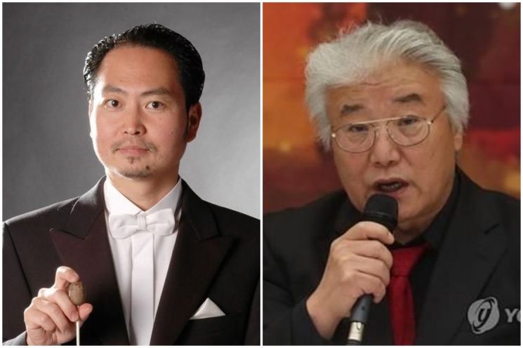 윤호근 전 국립오페라단 단장(왼쪽)과 박형식 현 국립오페라단 단장