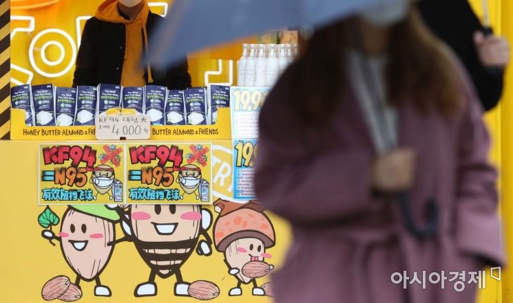 [포토]코로나19 불안감 노린 명동 마스크 개당 4천원 