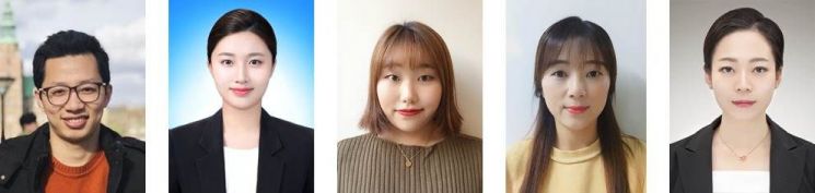 왼쪽부터 득큐민, 강보경, 이초아, 박희정, 박윤미 학생. 사진=조선대학교 제공