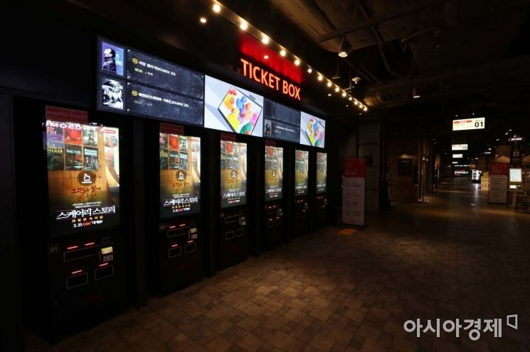 정부의 강도 높은 '사회적 거리두기'로 서울 영등포구 한 영화관이 한산하다.