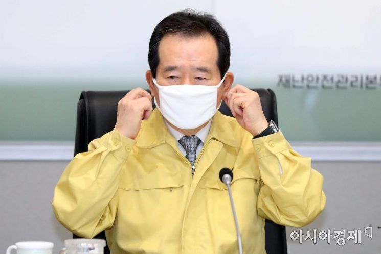 [포토]마스크 착용한 정세균 총리