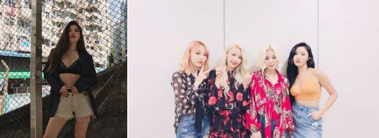 브라렛 스타일링을 선보인 현아와 마마무 화사. 사진=현아, 마마무 인스타그램