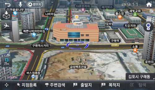 팅크웨어 아이나비 전자지도에 업그레이드 된 경기도 김포시 이마트 김포한강점. 사진=팅크웨어
