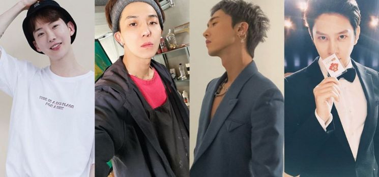 2AM 조권, 위너 송민호, H.O.T. 장우혁, 슈퍼주니어 김희철. 사진=각 인스타그램