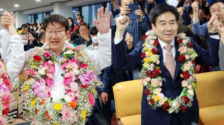 권성동(왼쪽), 이용호 후보.
사진=연합뉴스