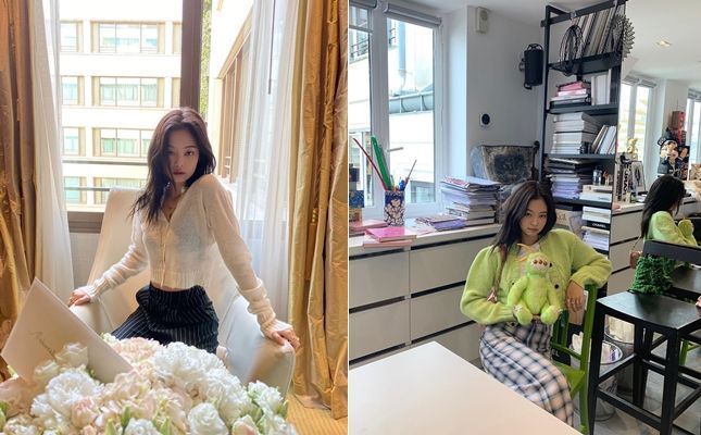 크롭 가디건 스타일링을 선보인 블랙핑크 제니. 사진=제니 인스타그램