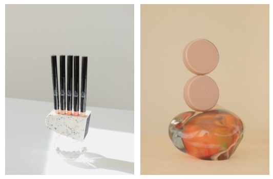왼쪽부터 '3CE EYE GLINT', '3CE GLOW CUSHION'
