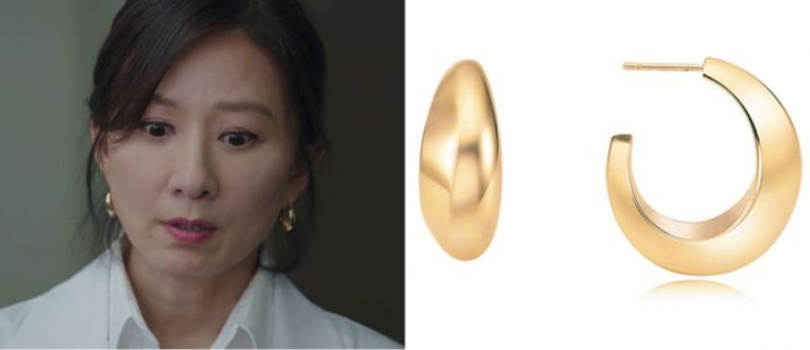 이에르로르 '샴페인문' 귀걸이를 착용한 김희애. 사진=JTBC '부부의 세계' 방송 화면, 이에르로르