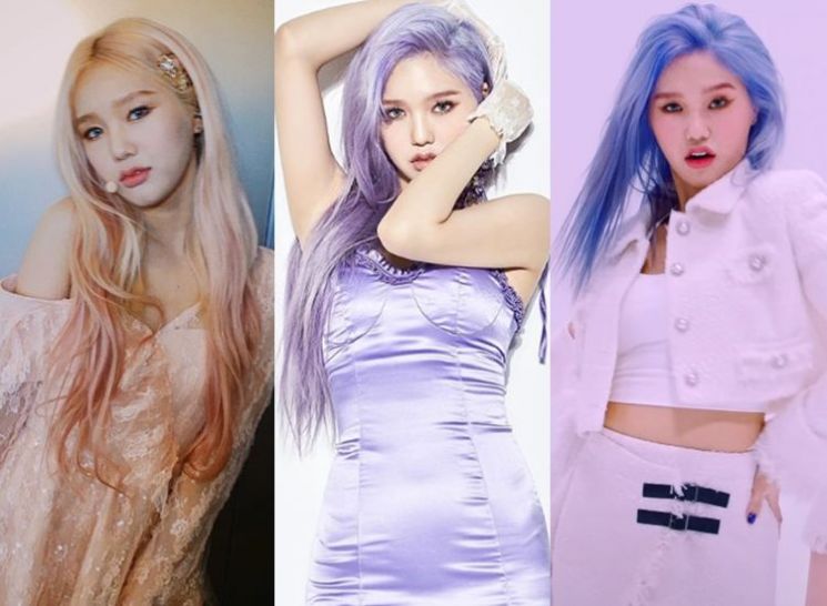 오마이걸 미미 라벤더 헤어에 살짝 많이 설렜어