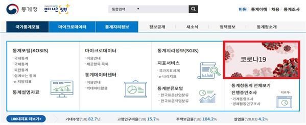 통계청, 코로나19 통계 웹서비스 실시…"UN, 통계 정보 연계"