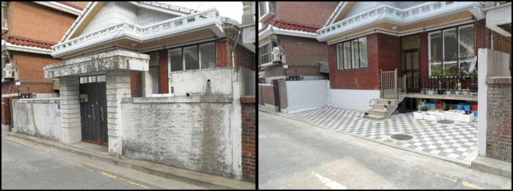 금천구 단독주택 그린파킹 사업 시행 전과 후 모습
