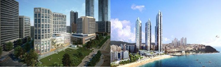 왼쪽부터 신세계조선호텔 '그랜드 조선 부산', 롯데호텔의 '시그니엘 부산'