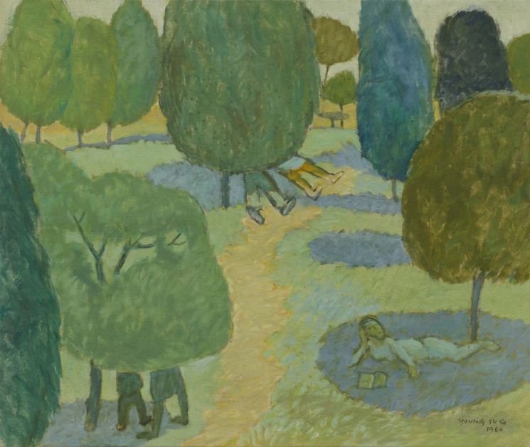 백영수 '녹음',1960, 캔버스에 유채, 60x72㎝  [사진= 수원시립미술관 제공]