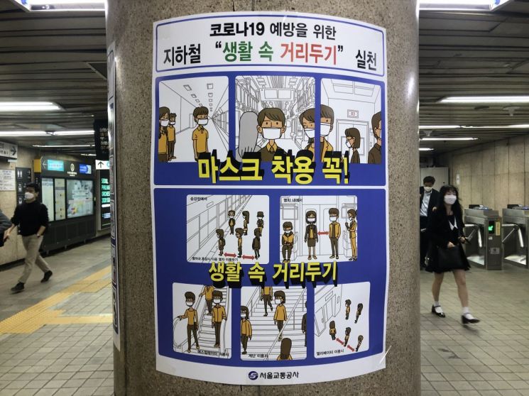 지하철 '생활 속 거리두기' 서울교통공사 포스터./사진=김수완 기자 suwan@asiae.co.kr