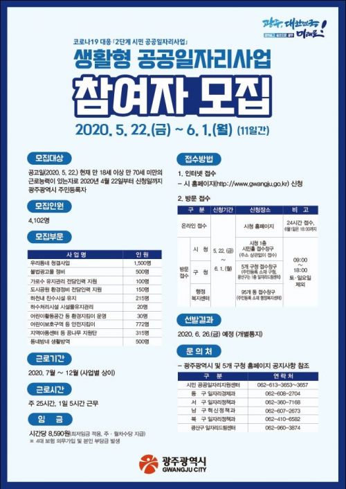 광주시, 생활형 공공일자리 시민 4102명 공개모집