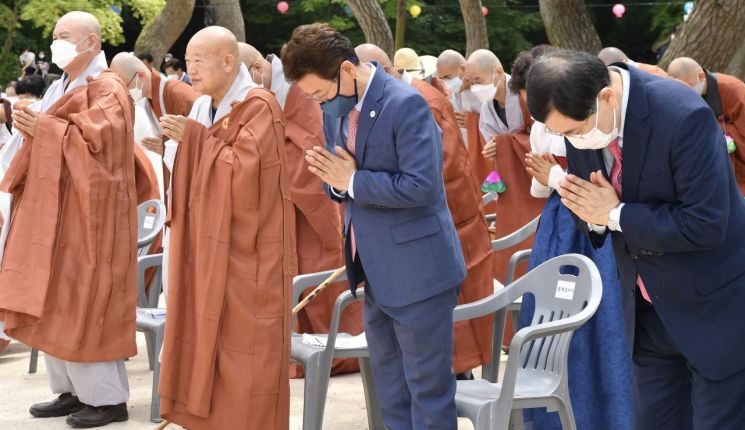 경주 불국사 봉축법요식 모습.