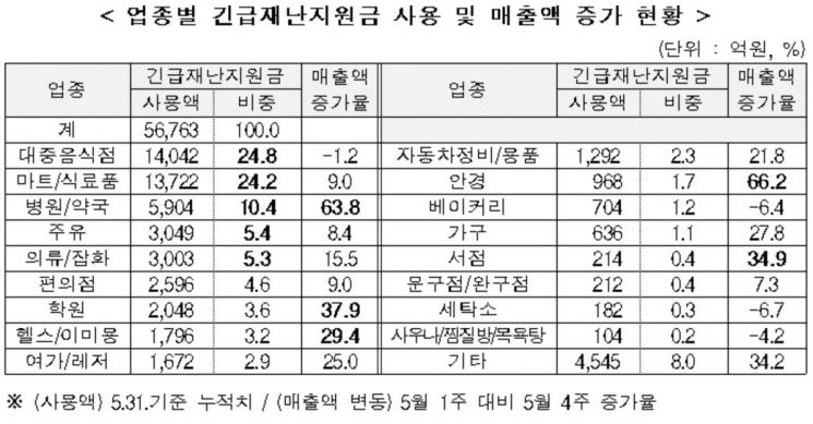 정부 긴급재난지원금, 음식점·마트에서 가장 많이 썼다