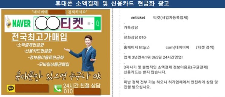 인터넷 불법금융광고 기승…"금전해결·당일대출·매입전문 등 문구 경계"