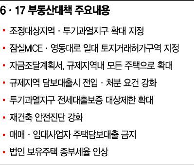 [6·17 부동산대책]서울 재건축아파트, 2년살아야 입주권