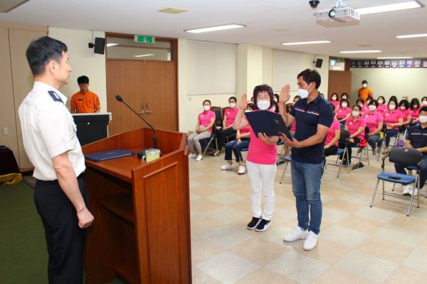 광주 광산소방서가 24일 119 시민 수상구조대 발대식을 가졌다. 사진=광주 광산소방서 제공
