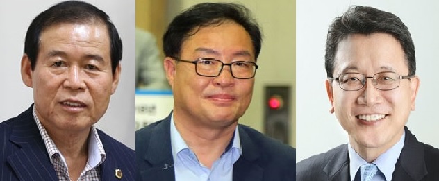 왼쪽부터 의장에 선출된 장상수 의원, 부의장 김대현·강민구 의원.